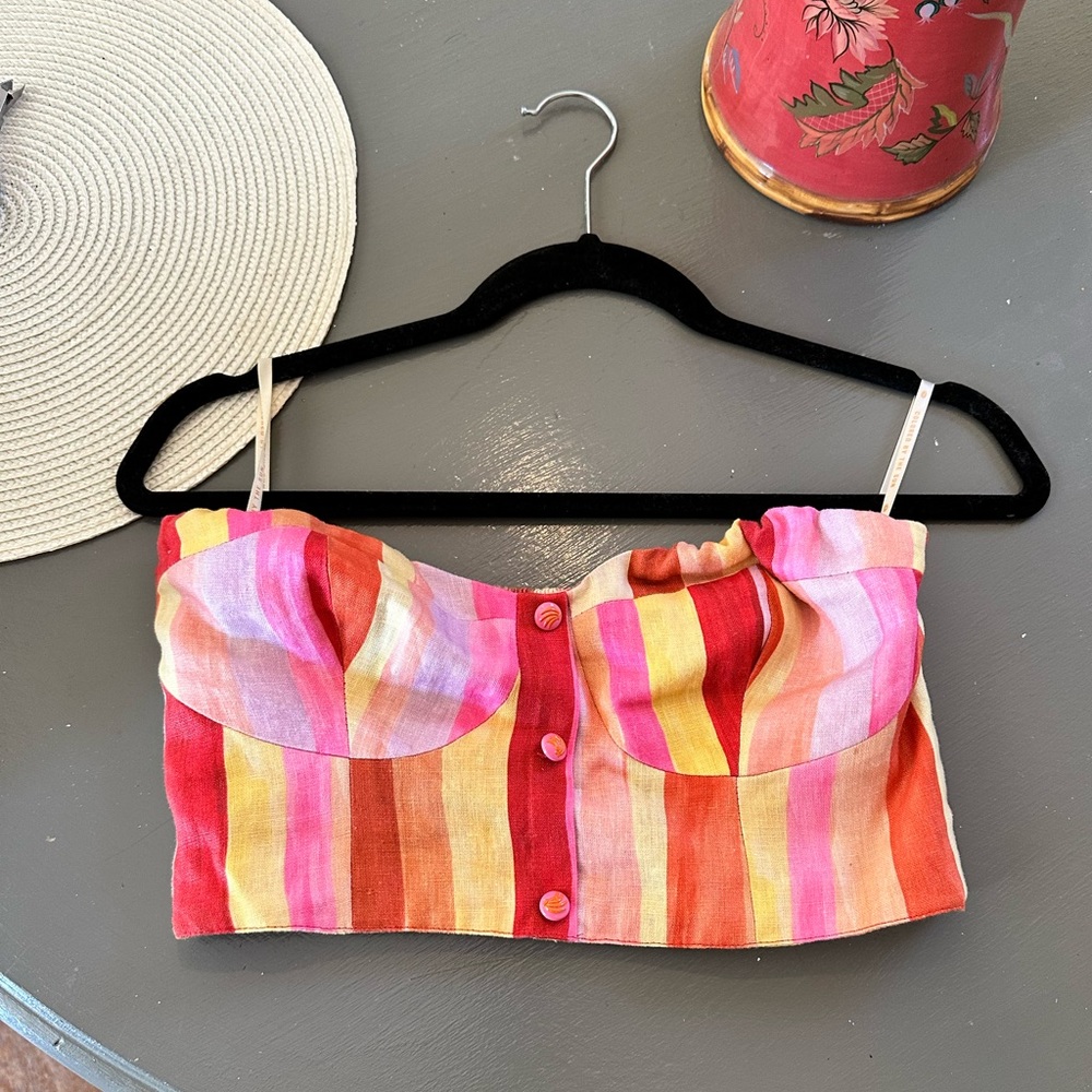 FARM Rio Multicolor Striped Crop Top
